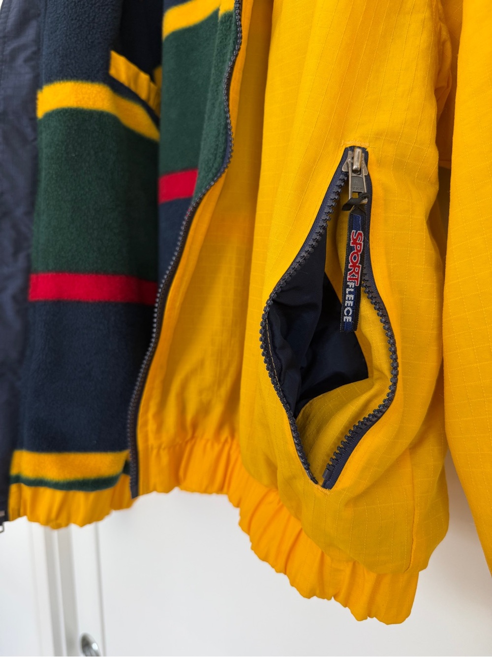 Dunbrooke Yellow Jacket with Cozy Navy Striped Fleece - Large - Picture 9 of 16